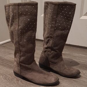 Studded Brown Suede Boots